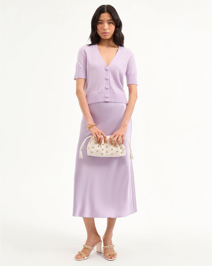 Veronica Beard Clover Stretch-Silk Slip Skirt - Soft Lilac
