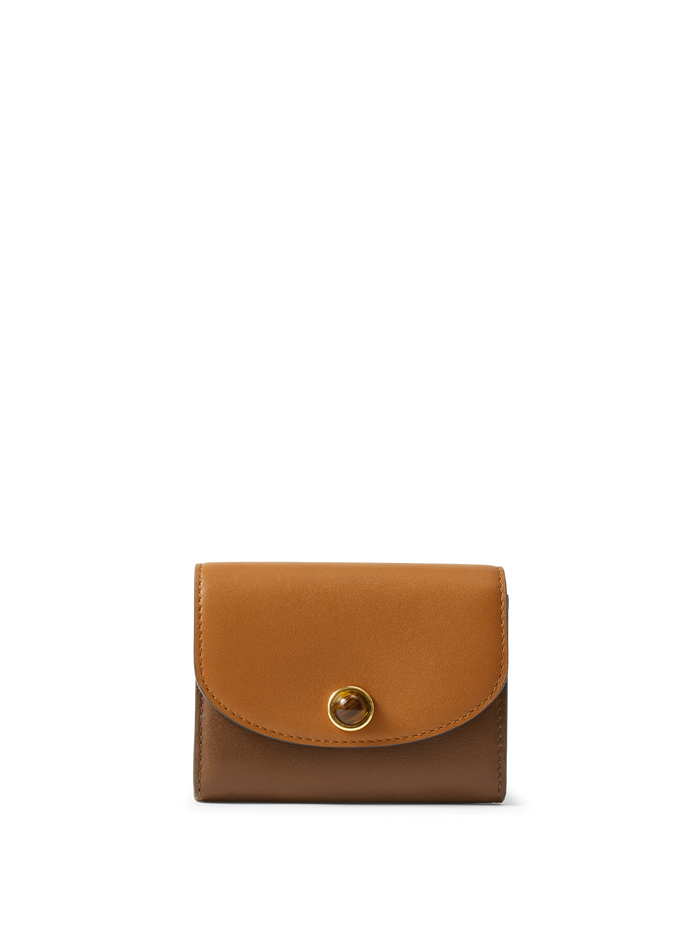 Veronica Beard Brown leather wallet with a gold button closure