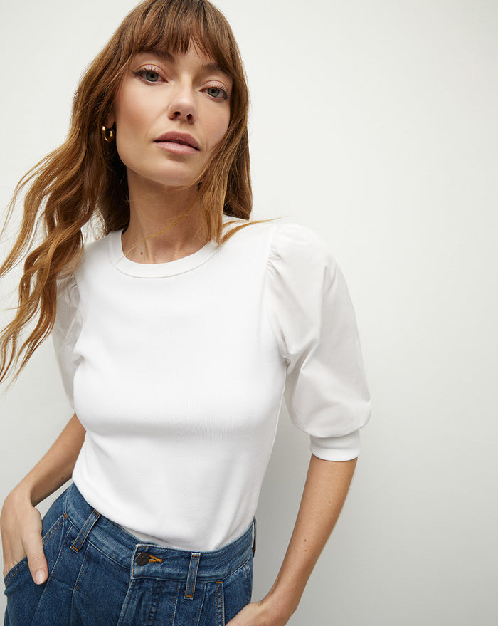 Veronica Beard Coralee Crewneck Top - White