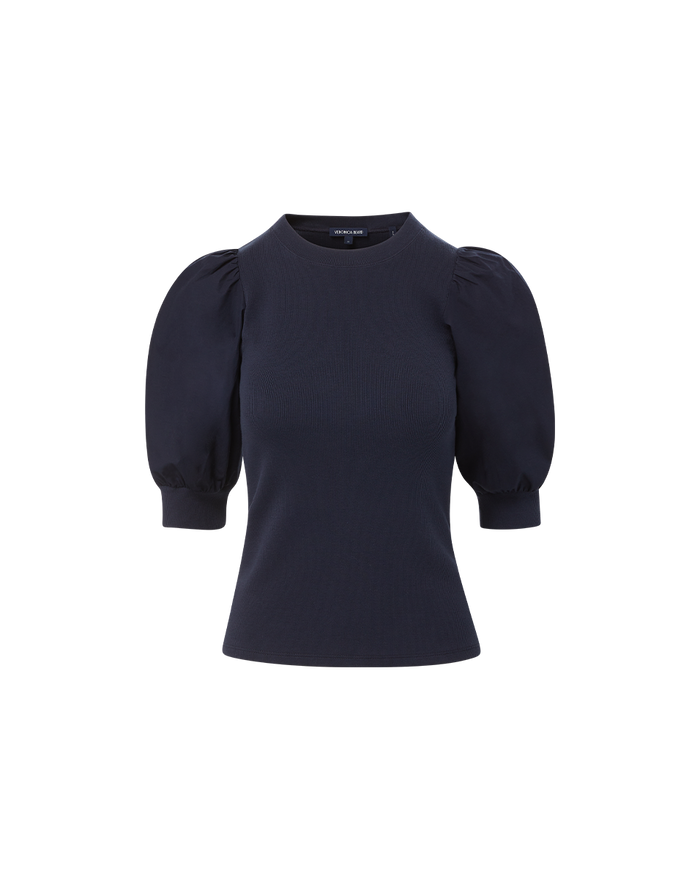 Veronica Beard Coralee Crewneck Top - Navy