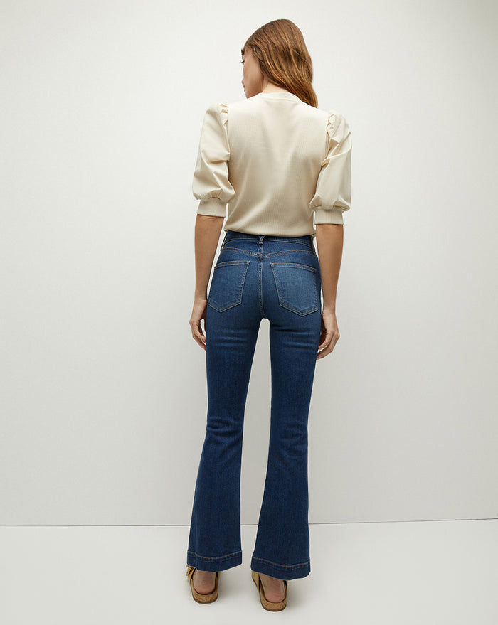Veronica Beard Coralee Puff-Sleeve Tee - Limestone