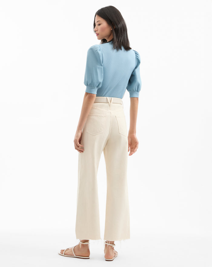 Veronica Beard Coralee Puff-Sleeve Tee - Sea Glass