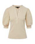 Veronica Beard Coralee Puff-Sleeve Tee - Limestone
