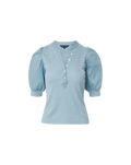 Veronica Beard Coralee Puff-Sleeve Tee - Sea Glass