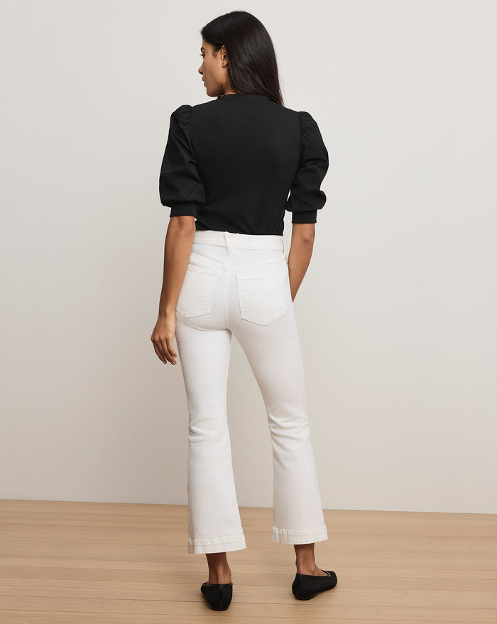 Veronica Beard Coralee Puff-Sleeve Top - Black