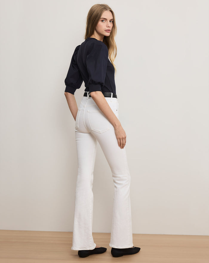 Veronica Beard Coralee Puff-Sleeve Top - Navy