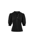 Veronica Beard Coralee Puff-Sleeve Top - Black