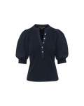 Veronica Beard Coralee Puff-Sleeve Tee - Navy
