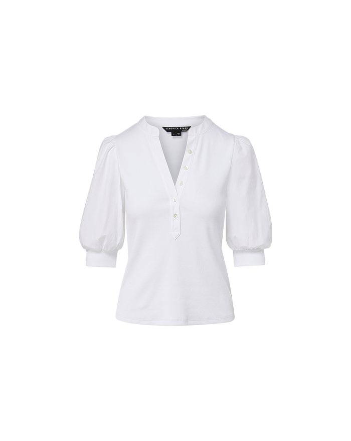 Veronica Beard Coralee Puff-Sleeve Top - White