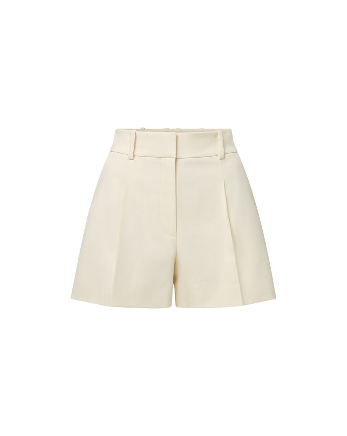 Veronica Beard Cream tailored shorts with pleats