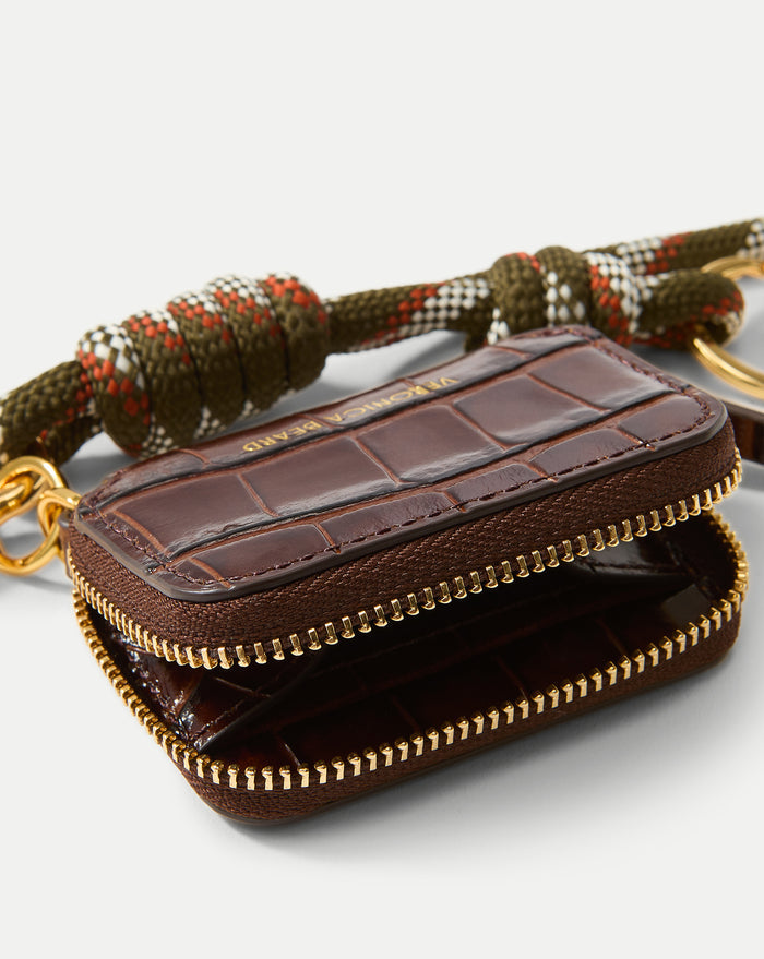 Veronica Beard Croc-Embossed Zip Pouch Bag Charm