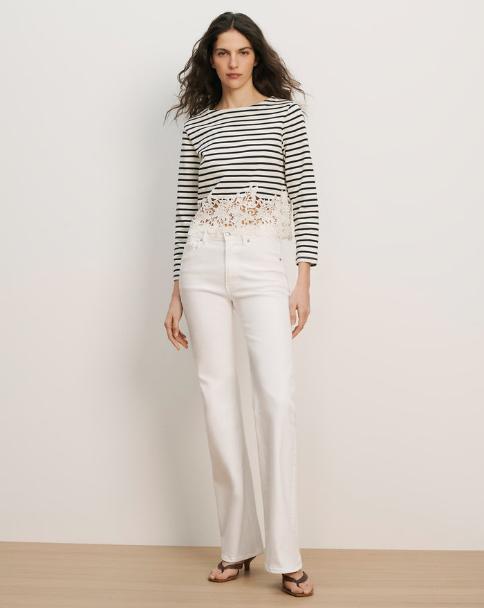 Veronica Beard Crosbie Slim Wide-Leg Jean - White