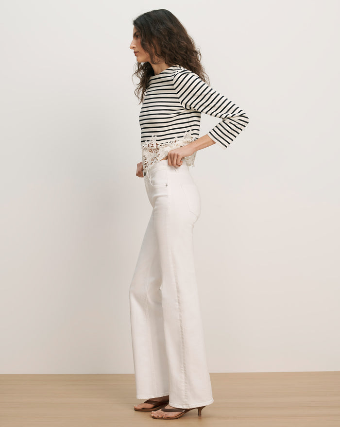 Veronica Beard Crosbie Slim Wide-Leg Jean - White