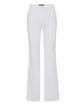 Veronica Beard Cream-colored denim flare jeans with a high waist and five pockets.