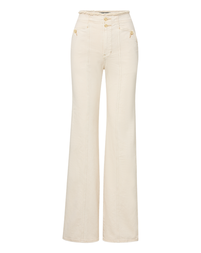 Veronica Beard Crosbie Slim Wide-Leg Jean - Ecru