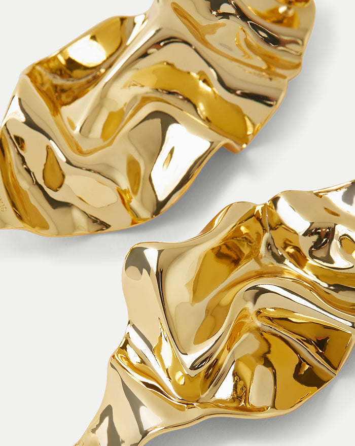 Veronica Beard Crumpled Gold Earrings