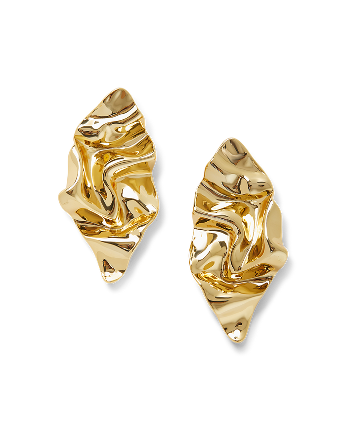 Veronica Beard Crumpled Gold Earrings Gold