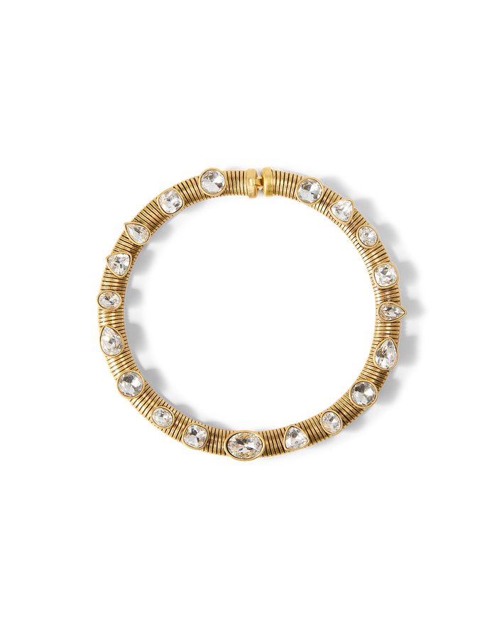 Veronica Beard Crystal Tubogas Collar Necklace Gold