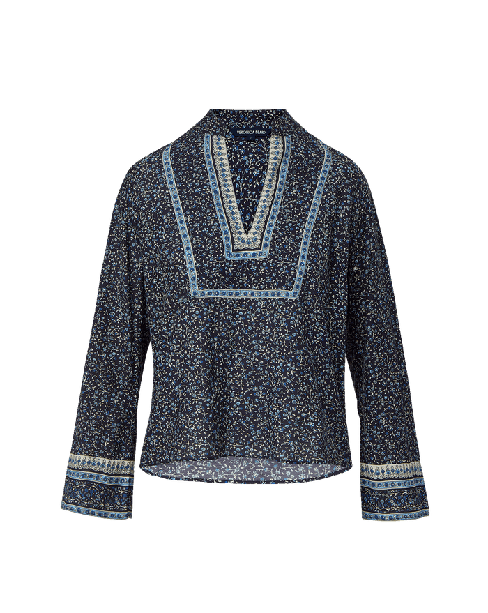 Veronica Beard Cyra Tunic Top - Navy Multi