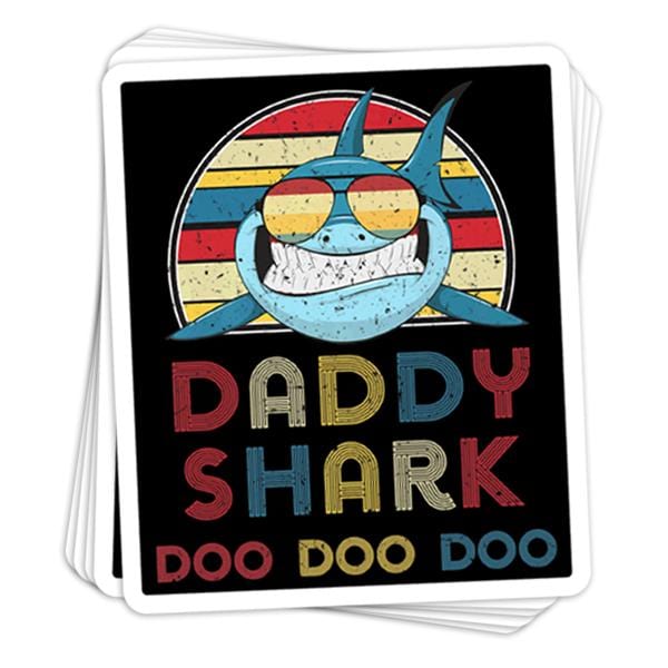 Daddy Sharks Vinyl Sticker - BustedTees.com