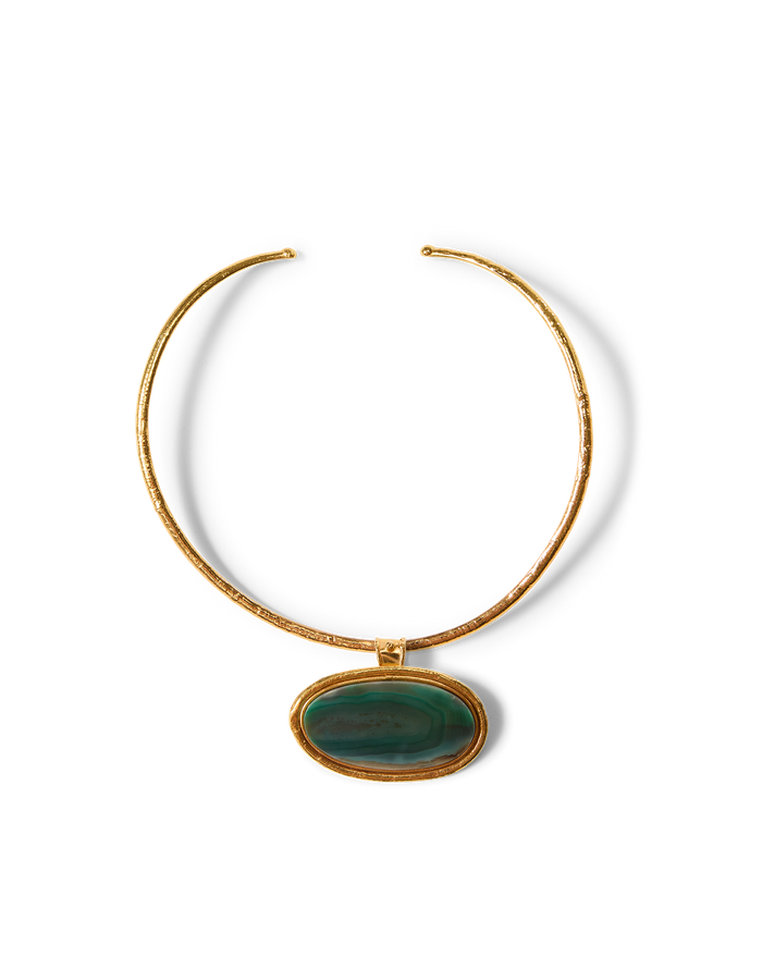 Veronica Beard Dakota Green Agate Necklace Green Agate