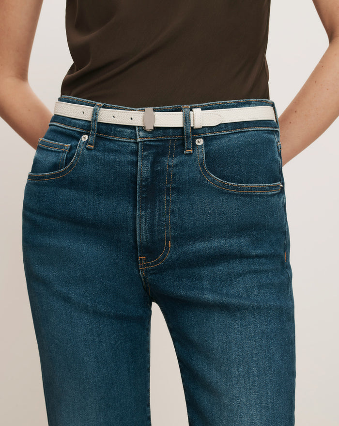 Veronica Beard Dash Leather Belt - Off-White