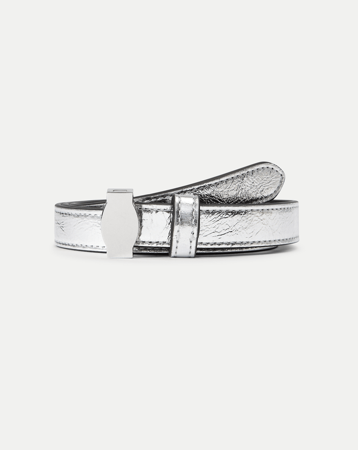 Veronica Beard Dash Leather Belt - Silver