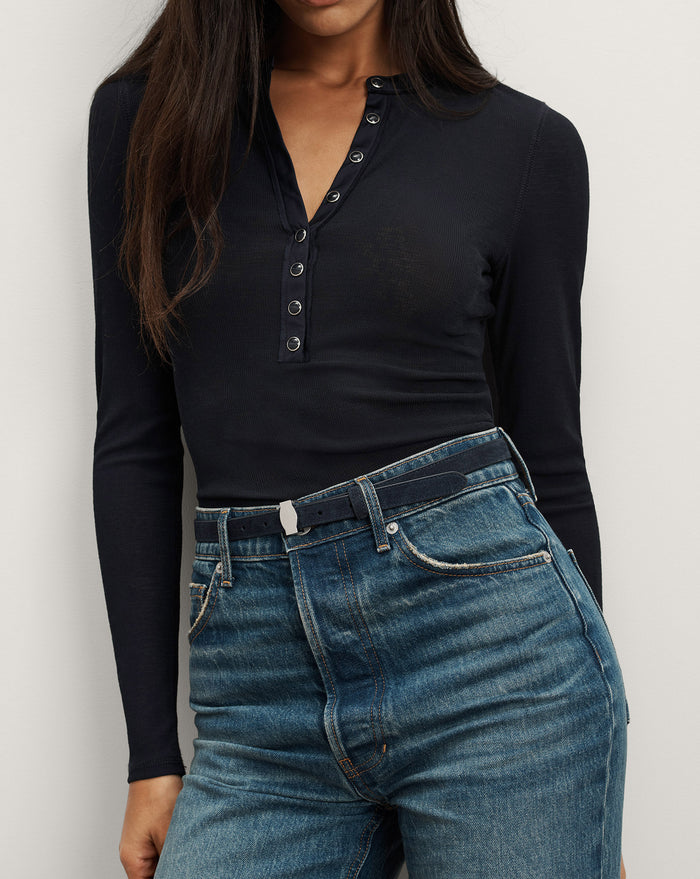 Veronica Beard Dash Suede Belt - Navy