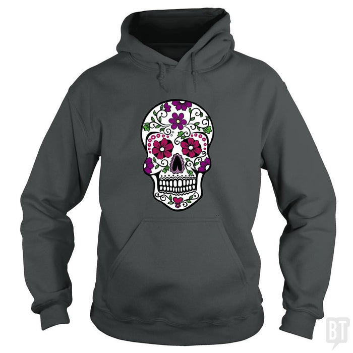 SunFrog-Busted SuperPizzaAwesome2000 Hoodie / Dark Heather / S Day of the Dead Skull