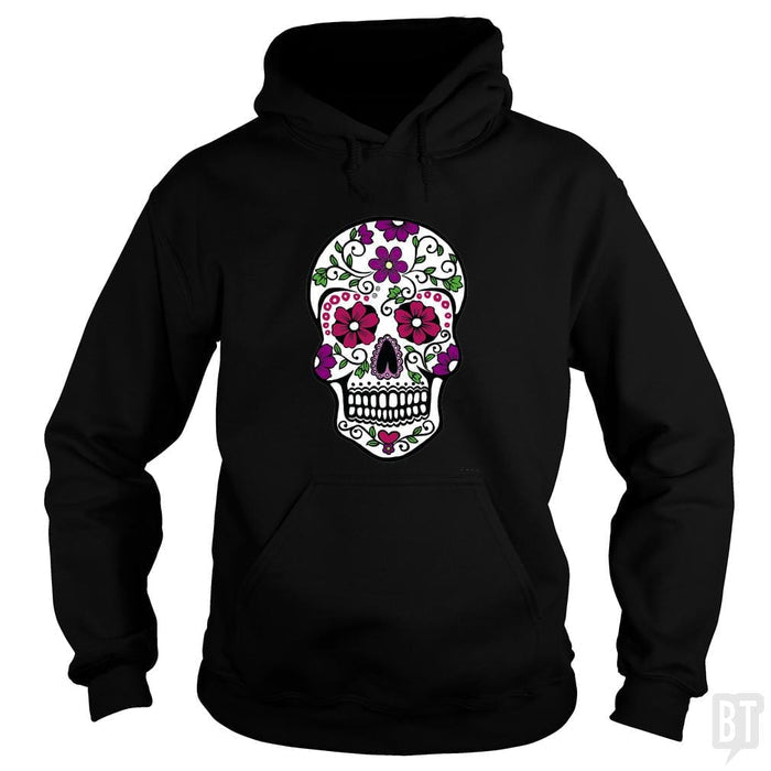 SunFrog-Busted SuperPizzaAwesome2000 Hoodie / Black / S Day of the Dead Skull