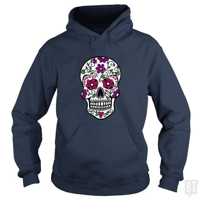 SunFrog-Busted SuperPizzaAwesome2000 Hoodie / Navy Blue / S Day of the Dead Skull