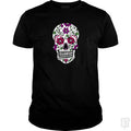 SunFrog-Busted SuperPizzaAwesome2000 Classic Guys / Unisex Tee / Black / S Day of the Dead Skull