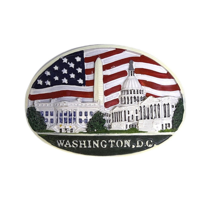 DC Landmarks Flag Oval Ceramic Magnet