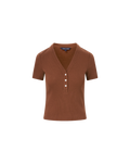 Veronica Beard Dekalb Ribbed Henley T-Shirt - Light Chicory