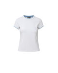 Veronica Beard White short-sleeve t-shirt with blue trim.