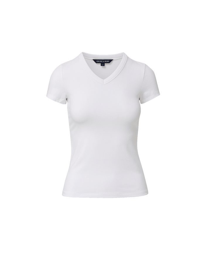 Veronica Beard White cotton fitted V-neck t-shirt