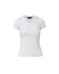 Veronica Beard White cotton fitted V-neck t-shirt