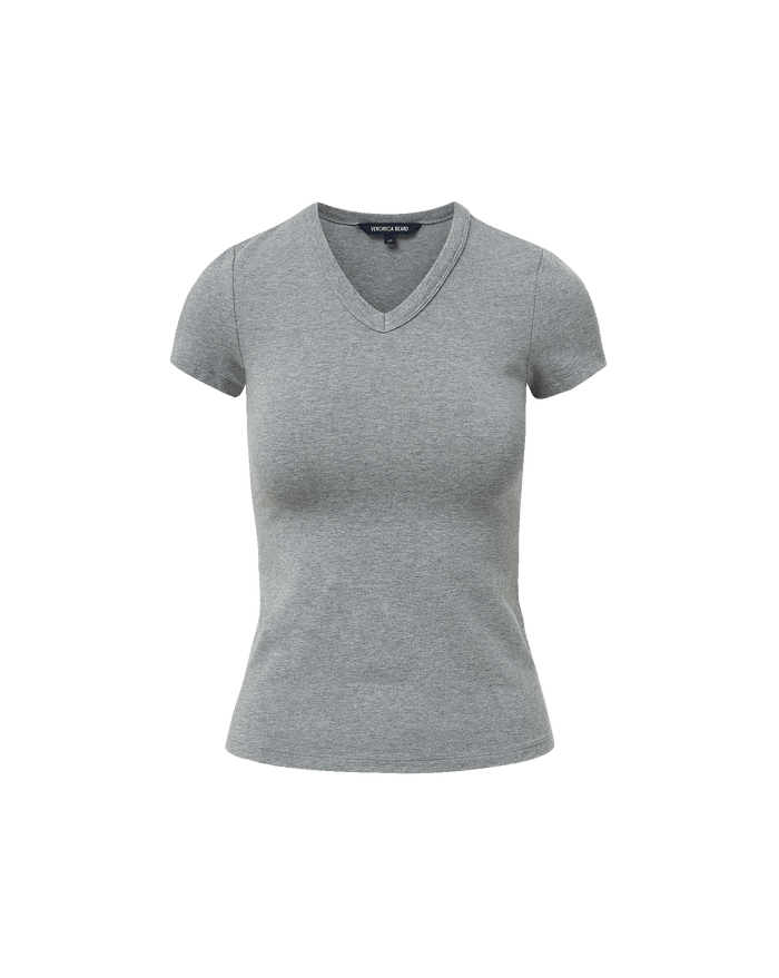 Veronica Beard Gray V-neck short-sleeve fitted t-shirt