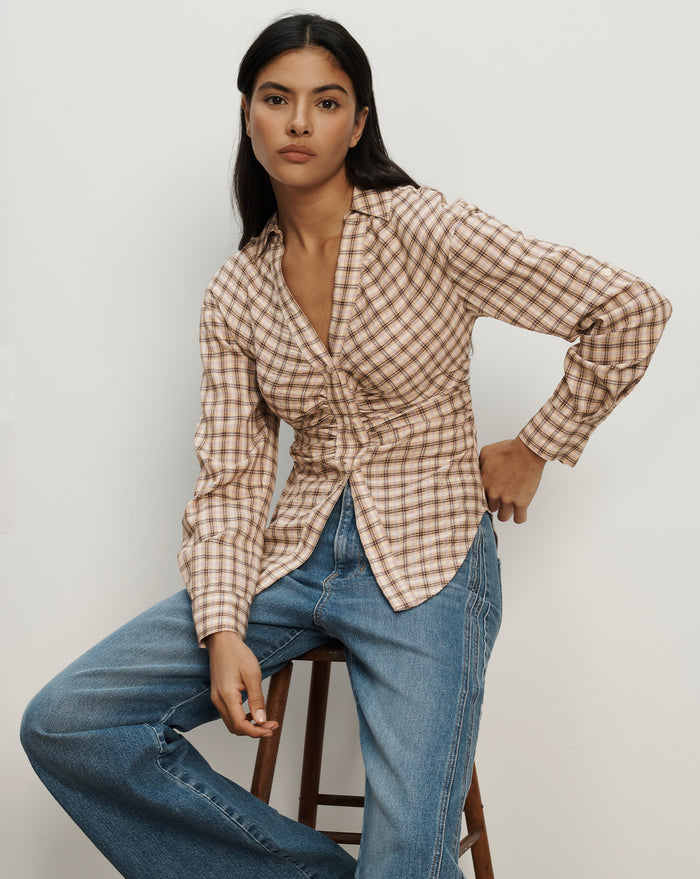 Veronica Beard Devra Button-Down Shirt - Elderberry Multi