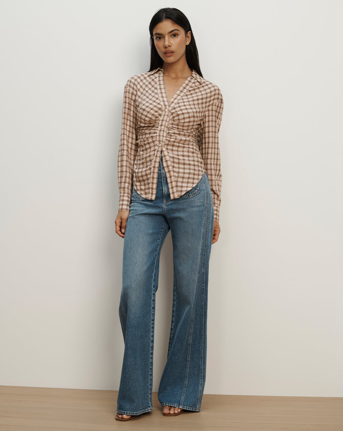 Veronica Beard Devra Button-Down Shirt - Elderberry Multi
