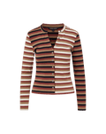 Veronica Beard Dilia Striped Button-Down T-Shirt - Malt/Navy/Red Oak