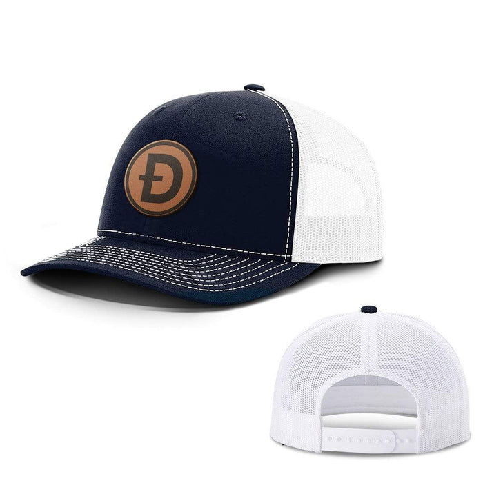 SunFrog-Busted Hats Snapback / Navy and White / One Size Dogecoin Leather Patch Hats