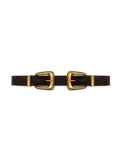 Veronica Beard Brown suede belt with two gold buckles