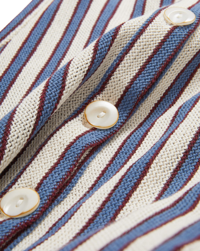Veronica Beard Striped knit polo shirt with mother-of-pearl buttons