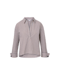 Veronica Beard Draymond Striped Cuff-Sleeve Shirt - Navy/Brandy Multi