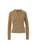 Veronica Beard Brown and white textured long-sleeve henley shirt.
