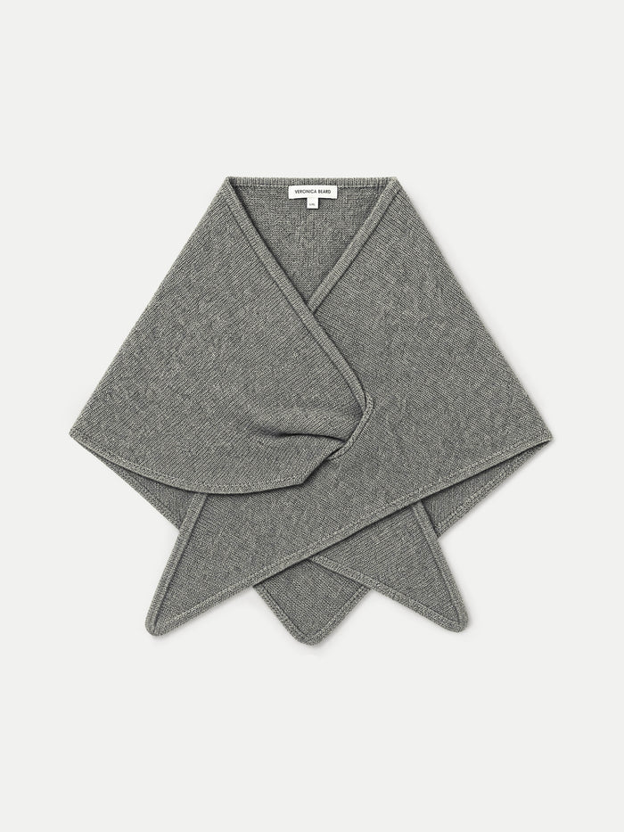 Veronica Beard Grey knit triangular wrap scarf.