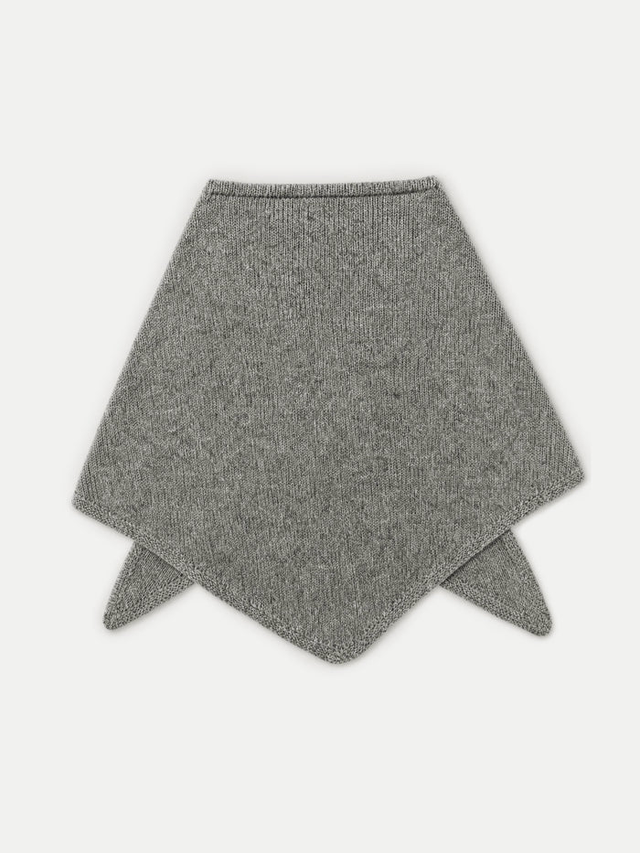 Veronica Beard Grey knit triangular scarf with pointed ends.