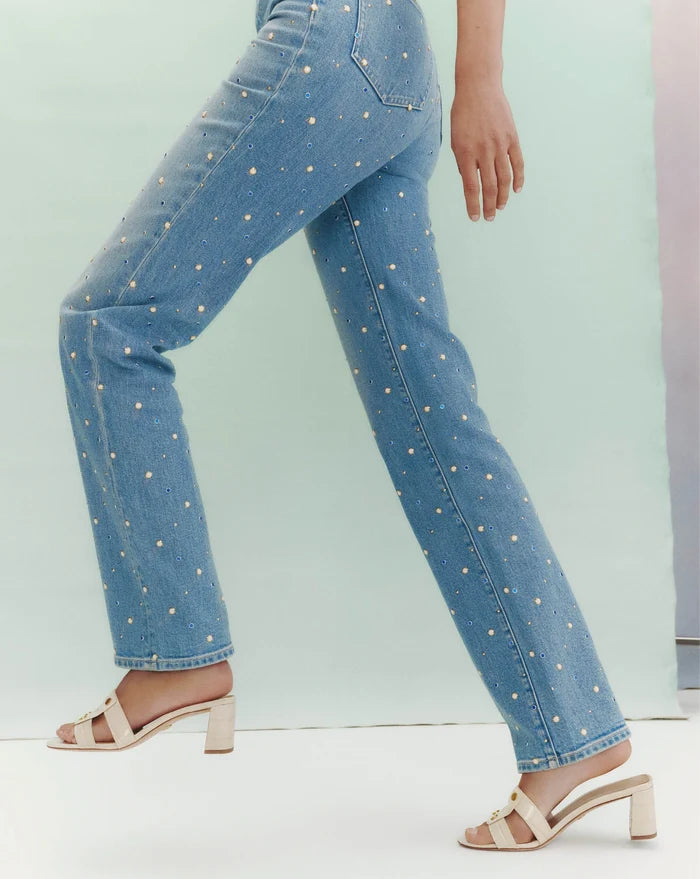 Dylan Embellished Straight-Leg Jean