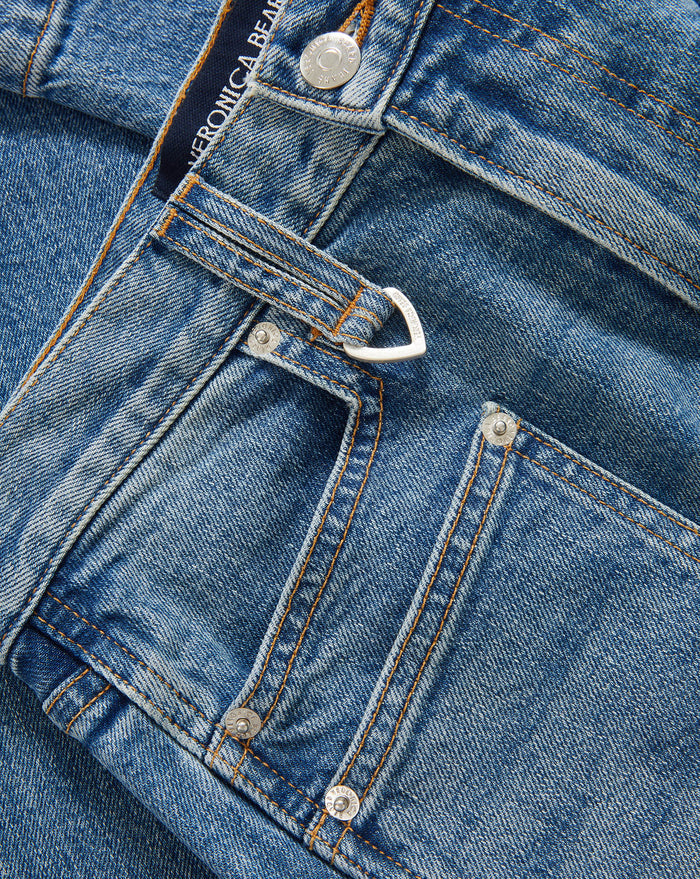 Veronica Beard Dylan Patch-Pocket Straight-Leg Jean - Orbit Glare